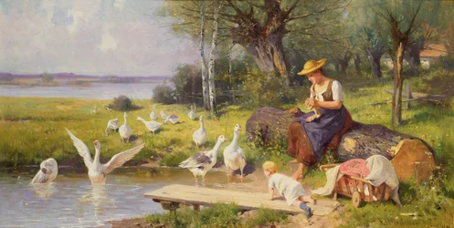 Mother and Child with Geese